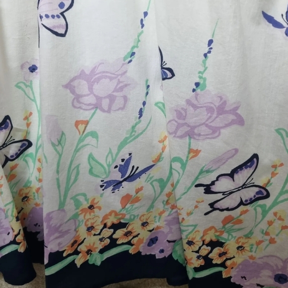 Pistachio Dress Womens L Summer Shirred Back Spaghetti Strap Butterfly Cotton - Picture 5 of 9